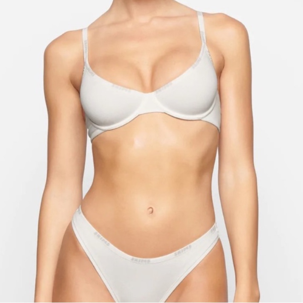 Skims Cotton Logo Underwire Demi Bra Marble Size 44b